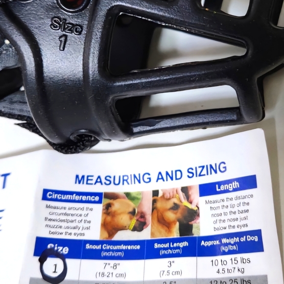 Barkless Soft Basket Silicone Muzzle for Dogs - black, size 1 (Snout 7 - 8 in.) - Picture 7 of 7